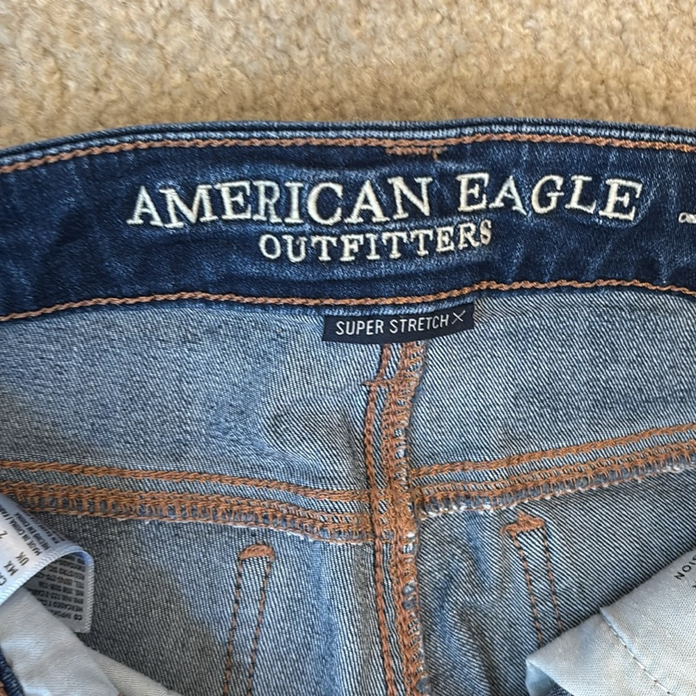 American Eagle Super Stretch Distressed Jeggings Jeans - Size 00 - Picture 2 of 9